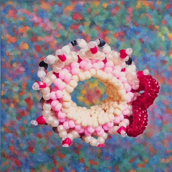 Red Beaded Heart On 3D Kandi Cuff - Picture 2 of 6